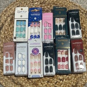imPRESS Color Press-On Nails Variety Pack – Teal, Pink, Black, White, Red